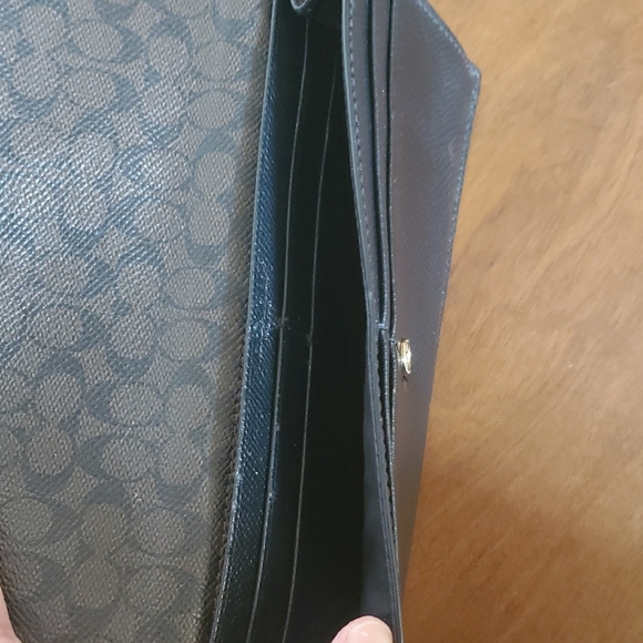 Coach Dark Leather Clutch with Gold Accent - Picture 4 of 8